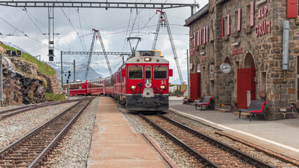 Rhaetian Railway in Swiss alps