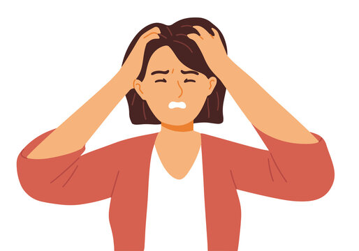 frustate anxiety stress sad calm problem emotion women illustration