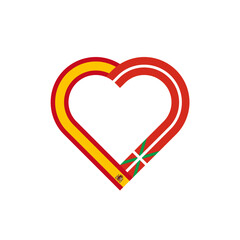 unity concept. heart ribbon icon of spain and basque flags. vector illustration isolated on white background - obrazy, fototapety, plakaty