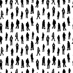 Different people silhouette seamless pattern. People in street vector seamless pattern