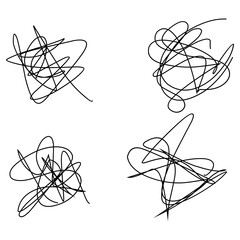 Tangled abstract scribble with hand drawn line.