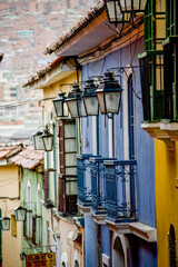 Fototapeta na wymiar Colored houses of La Paz in Bolivia. Streets of South America