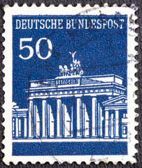 GERMANY- CIRCA 1965: stamp printed by Germany, shows Brandenburg Gate, circa 1965.