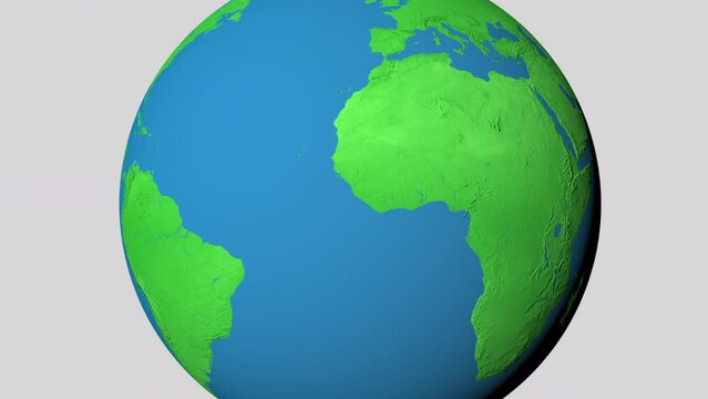 Seamless looping animation of the earth zooming in to the 3d map of Togo with the capital and the biggest cites in 4K resolution