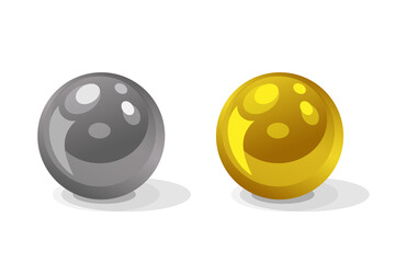 Golden and silver balls. Vector stock illustration.
