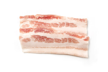 Raw bacon isolated on white background