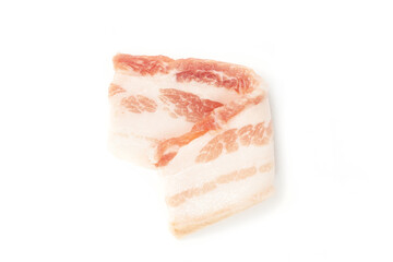 Raw bacon isolated on white background