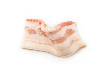 Raw bacon isolated on white background