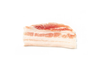 Raw bacon isolated on white background