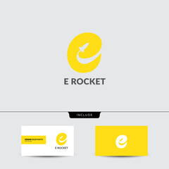 Letter E rocket logo template