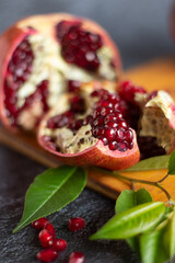 pomegranate on a wooden table