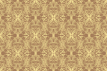 Vintage venetian seamless pattern. Symmetric bicolor exquisite wallpaper. Vector repeating ornament design.