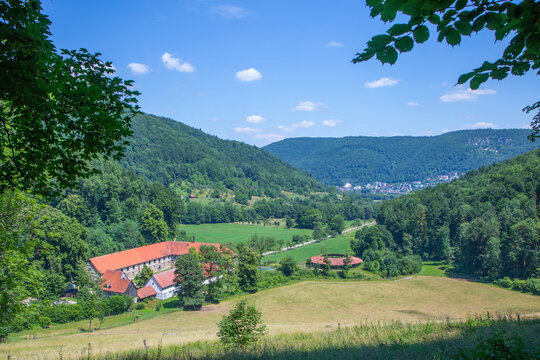 Urach valley with horese farm