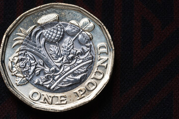 british one pound coin closeup