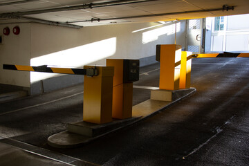 a modern parking lot entrance