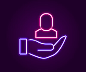 Glowing neon line Worker icon isolated on black background. Business avatar symbol user profile icon. Male user sign. Colorful outline concept. Vector