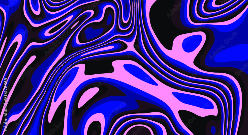 Poster op-art psychedelic background with distorted and wavy lines and curves. the 60s and 70s hippie style