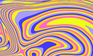 Op-art psychedelic background with distorted and wavy lines and curves. The 60s and 70s hippie style.