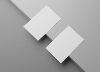 Blank white business name card mockup on box podium, 3D rendering