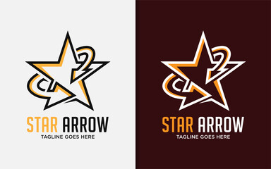Modern Minimalist Star Logo Design and Arrow Shape Style Concept.