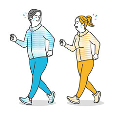 ダイエットのためウォーキングするカップル