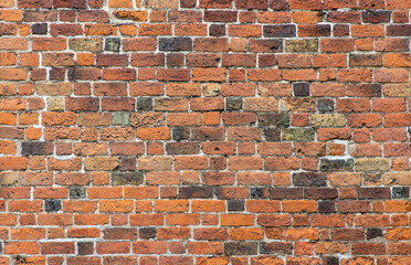 texture of old red bricks wall background
