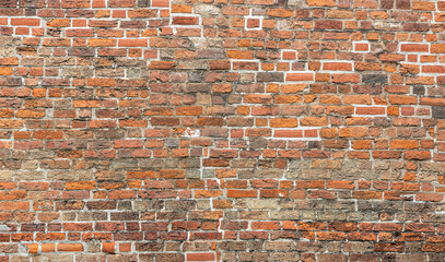 texture of old red bricks wall background