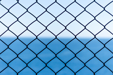 Fototapeta premium link fence with blue sky