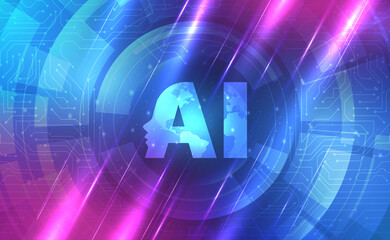 Obraz premium AI Artificial intelligence abstract background concept, Digital technology banner pink blue background binary code, abstract tech big data analysis, deep learning machine learning, illustration vector