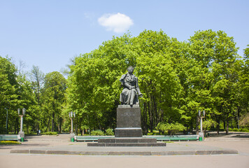 Monument to famous poet Alexander Pushkin in Kyiv, Ukraine