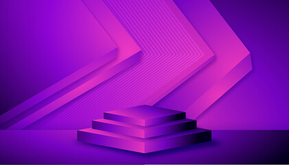 Modern futuristic purple and blue abstract geometric background. Can be for advertising, technology, showcase, banner, cosmetic, fashion, business, metaverse, cyber. Sci-Fi Illustration.	

