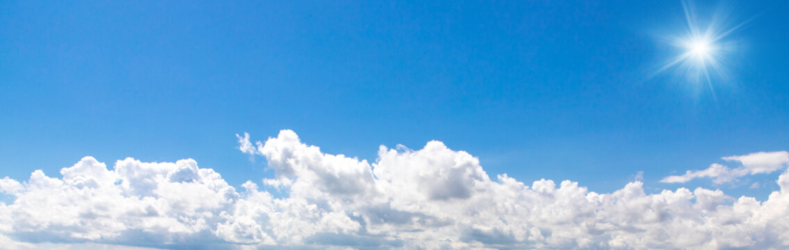 blue sky with sun light. Nature backgrounds of sky	