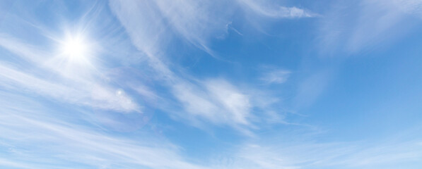 blue sky with sun light. Nature backgrounds of sky	