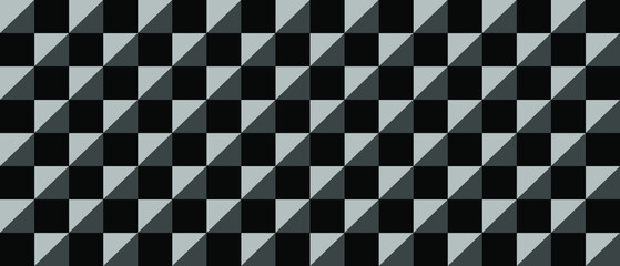 Dark black geometric grid with squares background. Modern dark abstract vector texture.