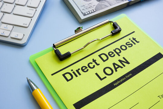 Direct Deposit Loan Application Form And Pen.