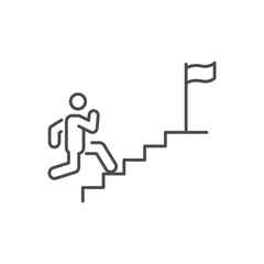 goal achieving leadership, career promotion icon, business steps with development and growth, vector illustration
