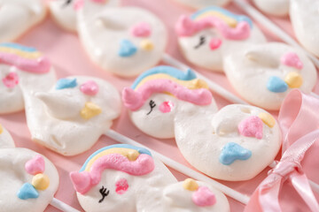 Unicorn meringue pops