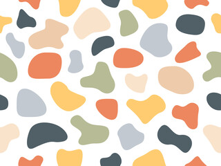Colorful random round shapes seamless pattern. Hand drawn abstract  pastel colors spots wallpaper. Vector creative illustration.