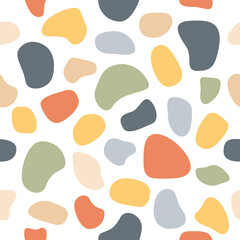 Colorful random round shapes seamless pattern. Hand drawn abstract  pastel colors spots wallpaper. Vector creative illustration.