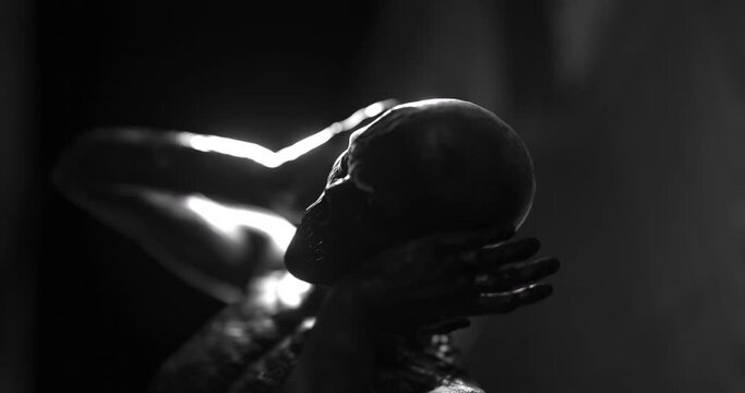 Animation of human like monster in dark tunnel being stunned