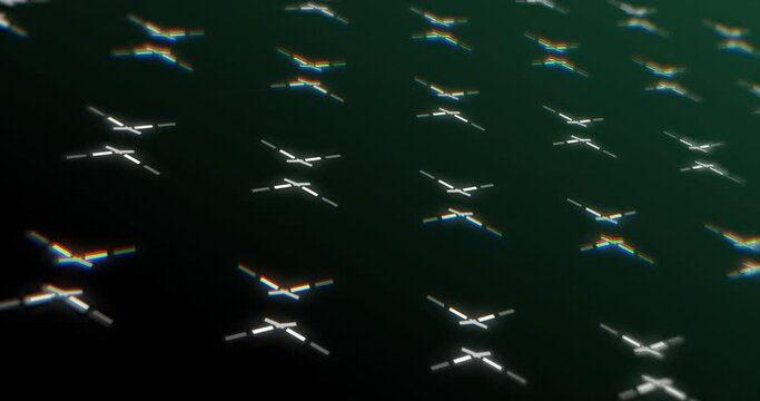 Animation of repeatable shapes moving on black background