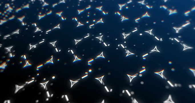 Animation of repeatable shapes moving on navy background