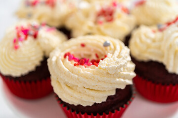 Red Velvet Cupcakes with White Chocolate Ganache Frosting