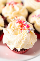 Red Velvet Cupcakes with White Chocolate Ganache Frosting