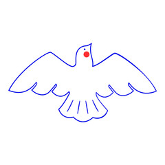 Creative outline dove illustration. Linear bird icon. Peace and freedom symbol on white background.