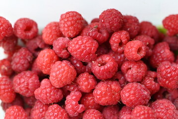 A lot of ripe rashberries as a close up