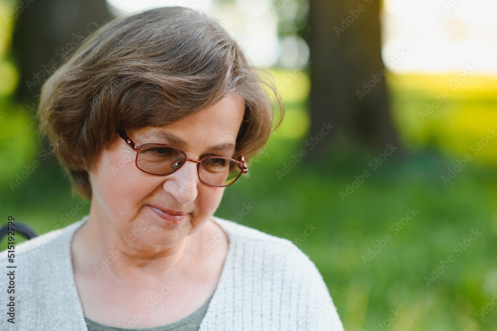 Canvas Prints Portrait of a happy Senior woman in summer park