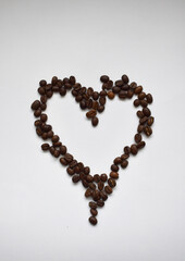 Coffee Bean Heart Image On White Background