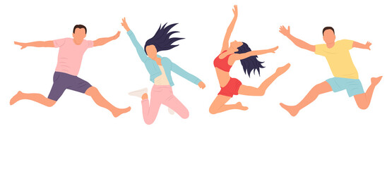 people jumping on white background vector