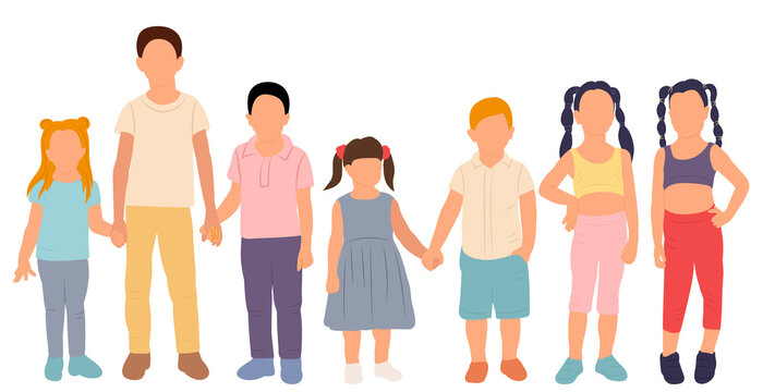 children on white background vector